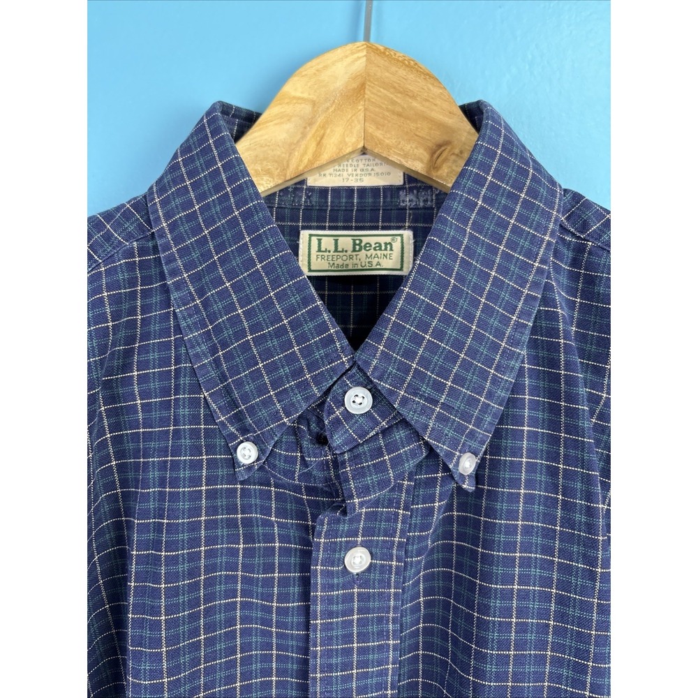 LL Bean Vintage Made In USA Long Sleeve Button Down Shirt Plaid Check XL Gorp
